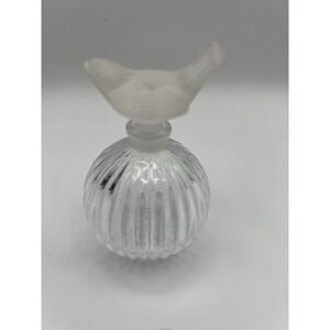 Vintage Sasaki Crystal Perfume Bottle with Frosted Glass Bird Stopper‎
